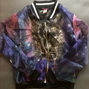 Galaxy print sheer jacket